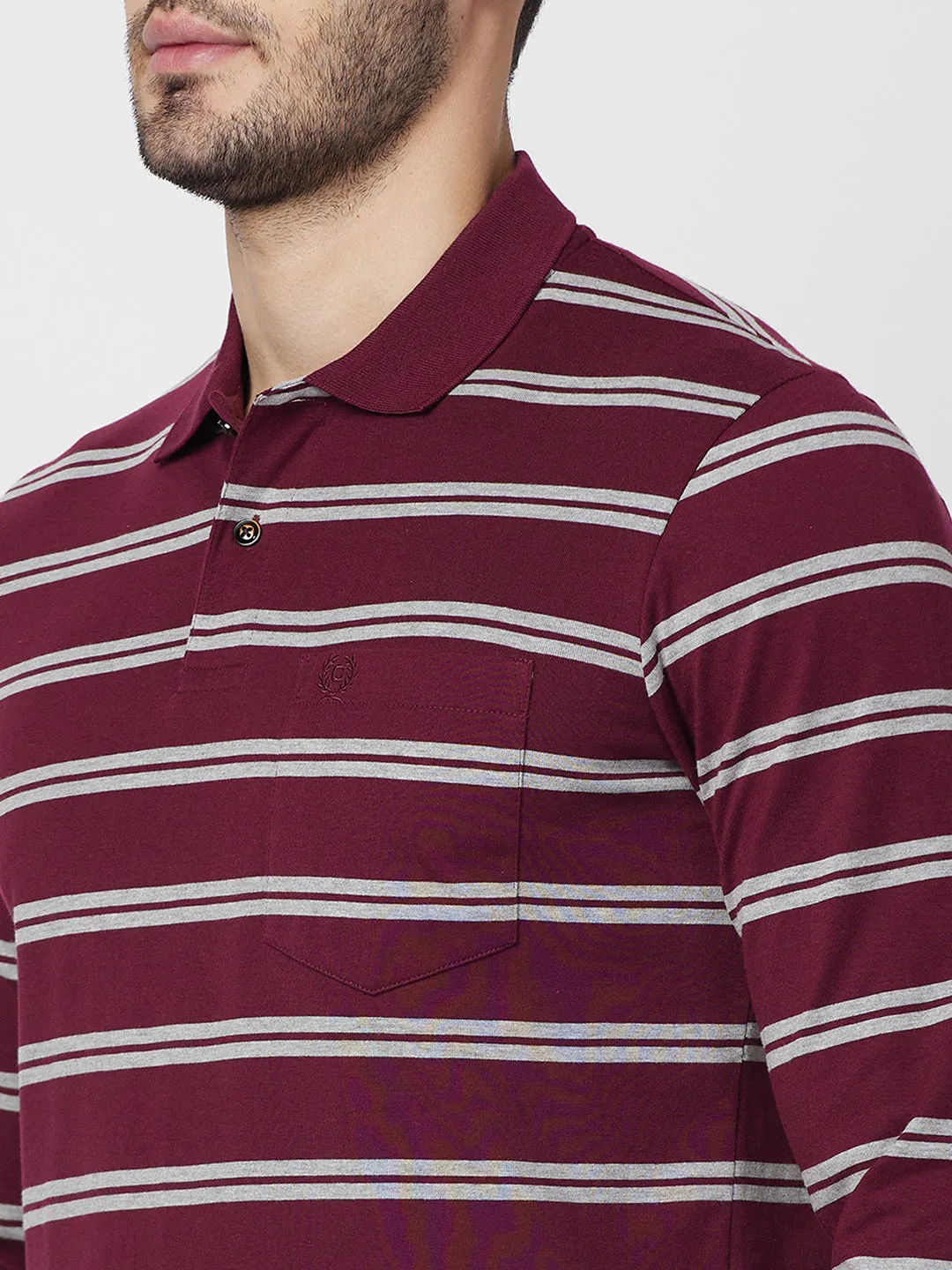 Men's Full Sleeve Jersey Striper Polo