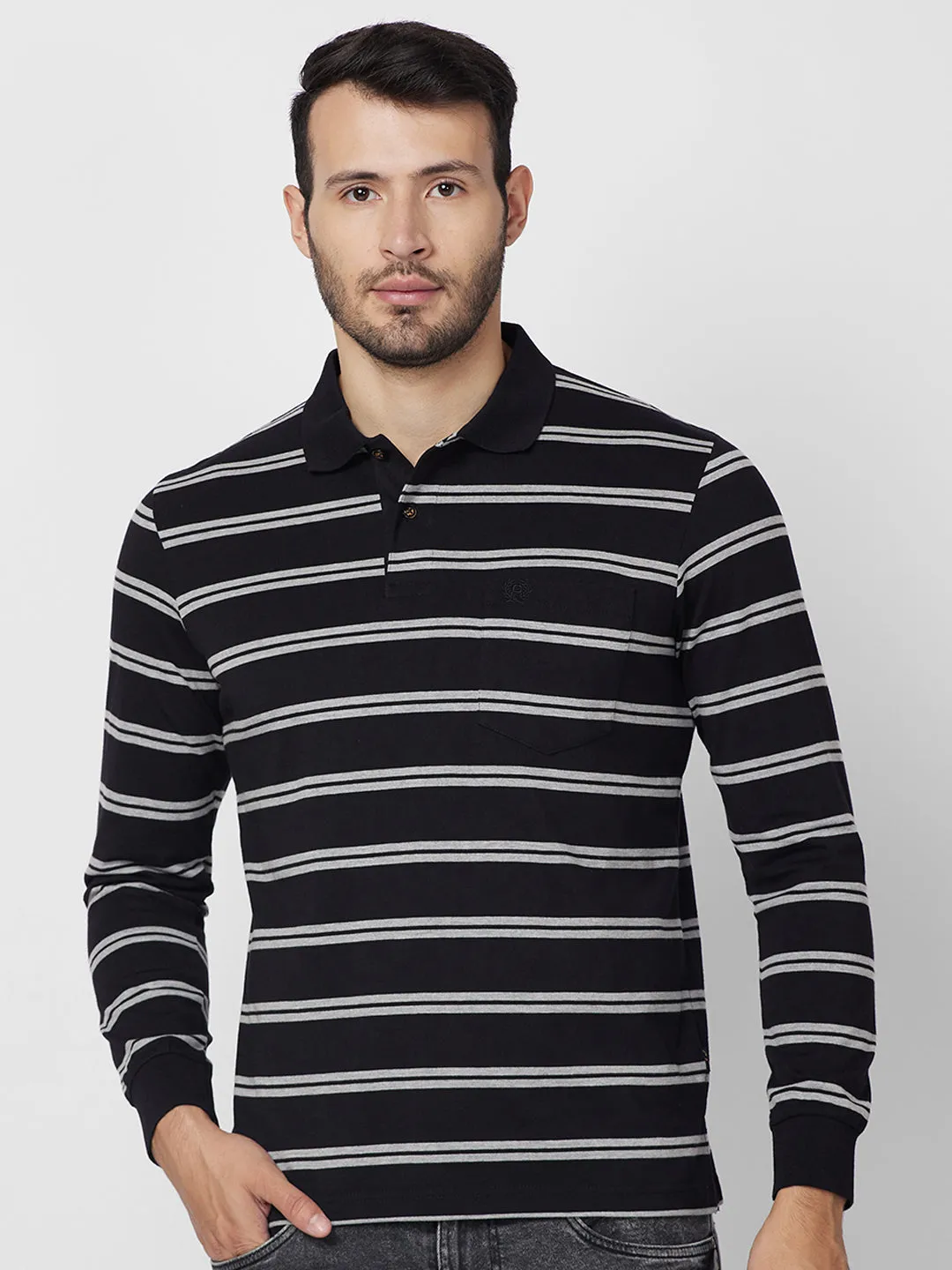 Men's Full Sleeve Jersey Striper Polo