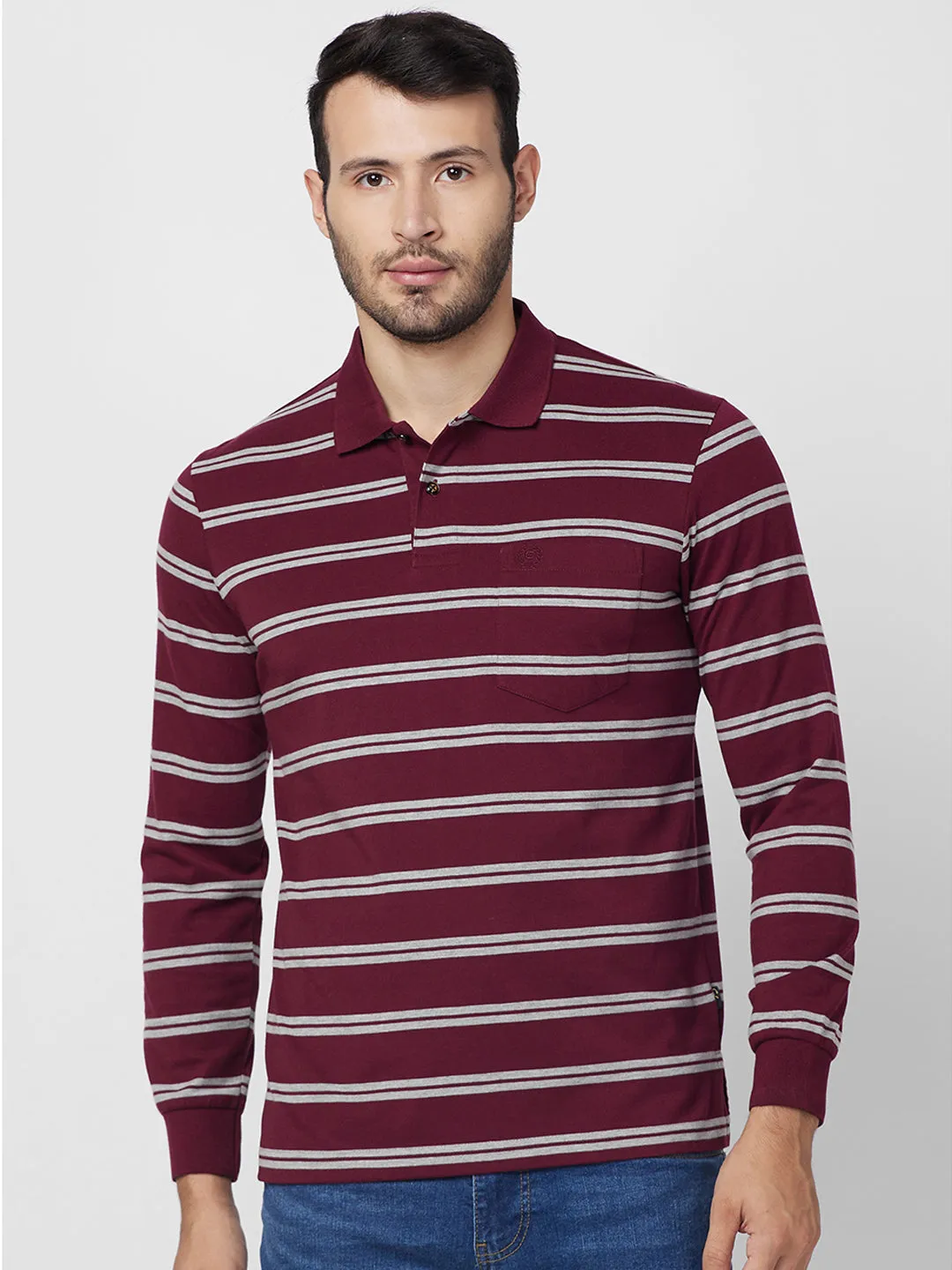 Men's Full Sleeve Jersey Striper Polo