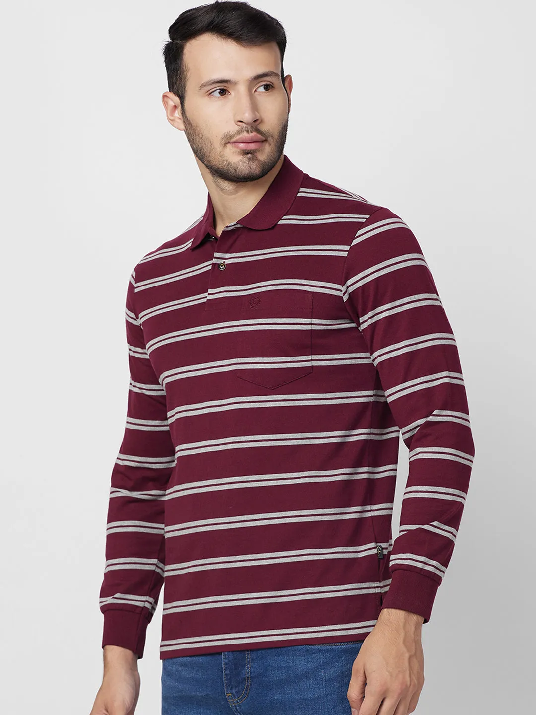 Men's Full Sleeve Jersey Striper Polo