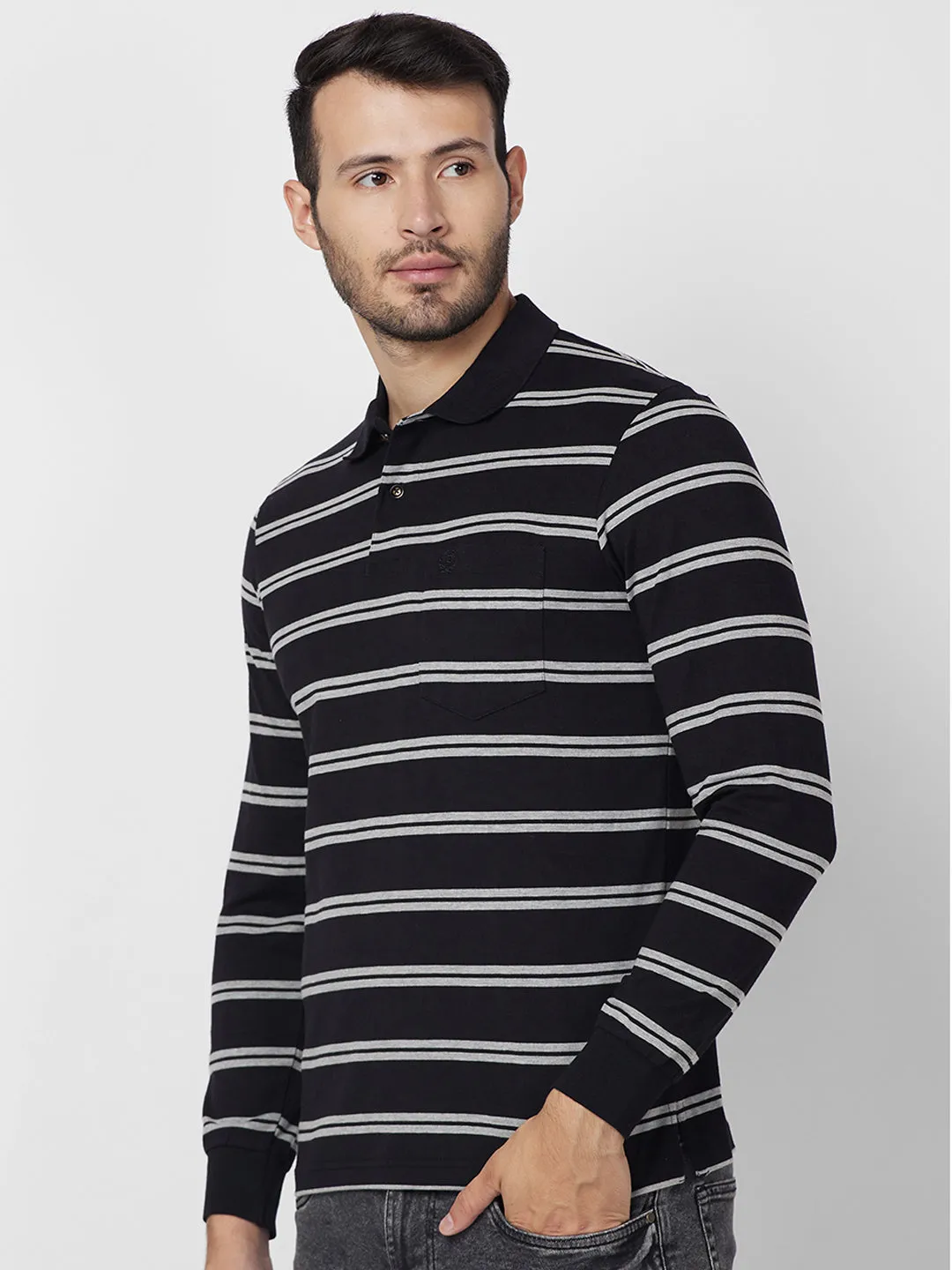 Men's Full Sleeve Jersey Striper Polo