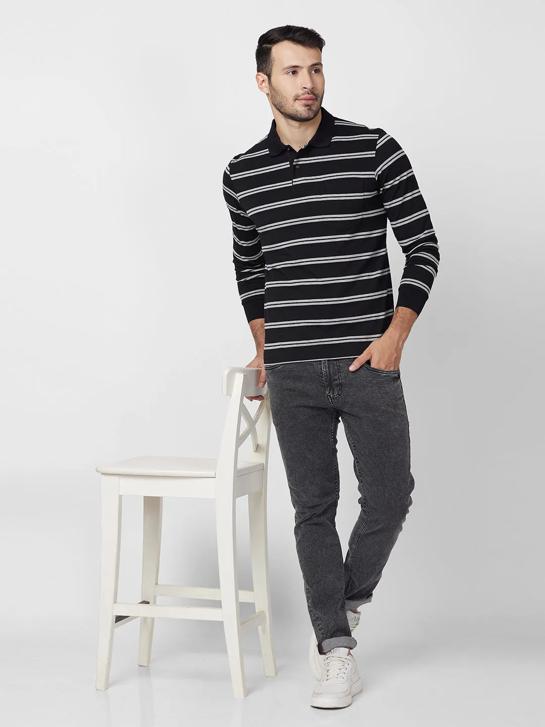 Men's Full Sleeve Jersey Striper Polo