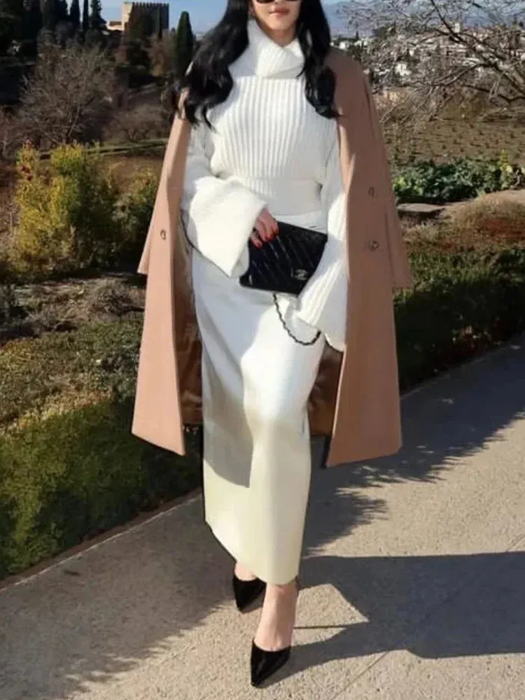 Metaversmall Solid Minimalist Casual Sweater For Women Turtleneck Long Sleeve Knitting Pullover Sweaters Female Fashion Clothing Style
