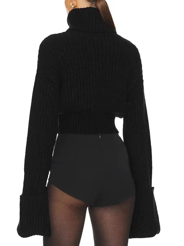 Metaversmall Solid Minimalist Casual Sweater For Women Turtleneck Long Sleeve Knitting Pullover Sweaters Female Fashion Clothing Style