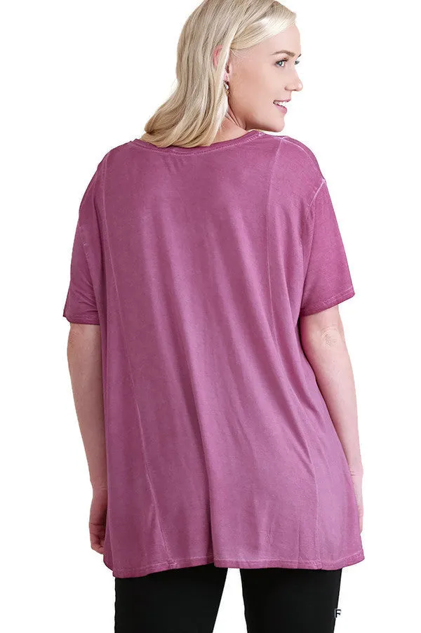 Mineral Washed Criss Cross Tunic  Raspberry