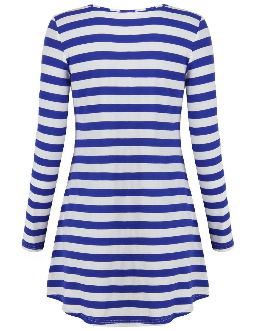 Moosungeek Womens Blue Stripe Pattern Loose Tunic Top