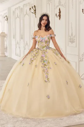 Multi Colored Floral Off Shoulder Gown by Cinderella Divine 15724 - Quinceanera