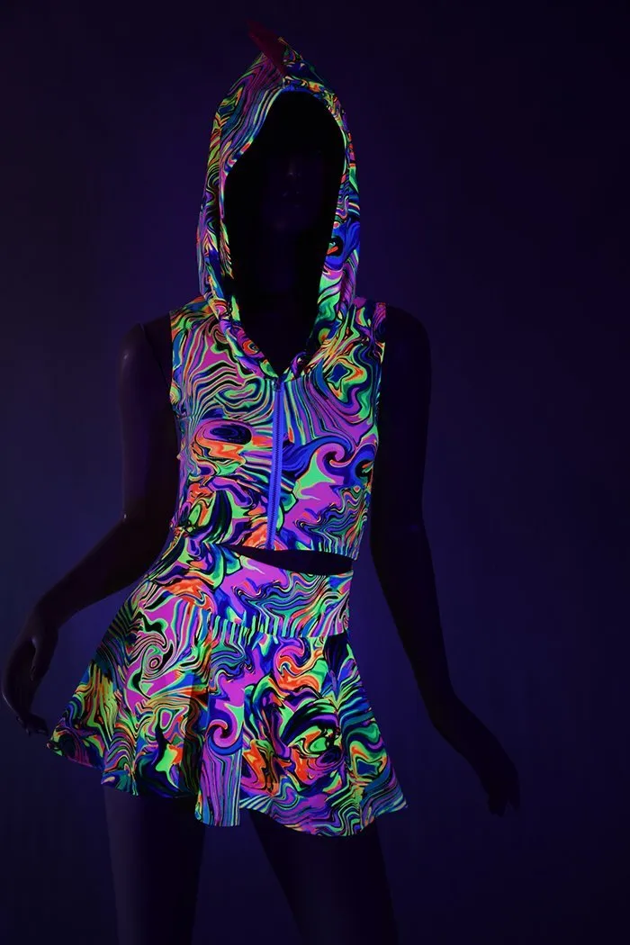Neon Flux Dragon Crop & Skirt Set