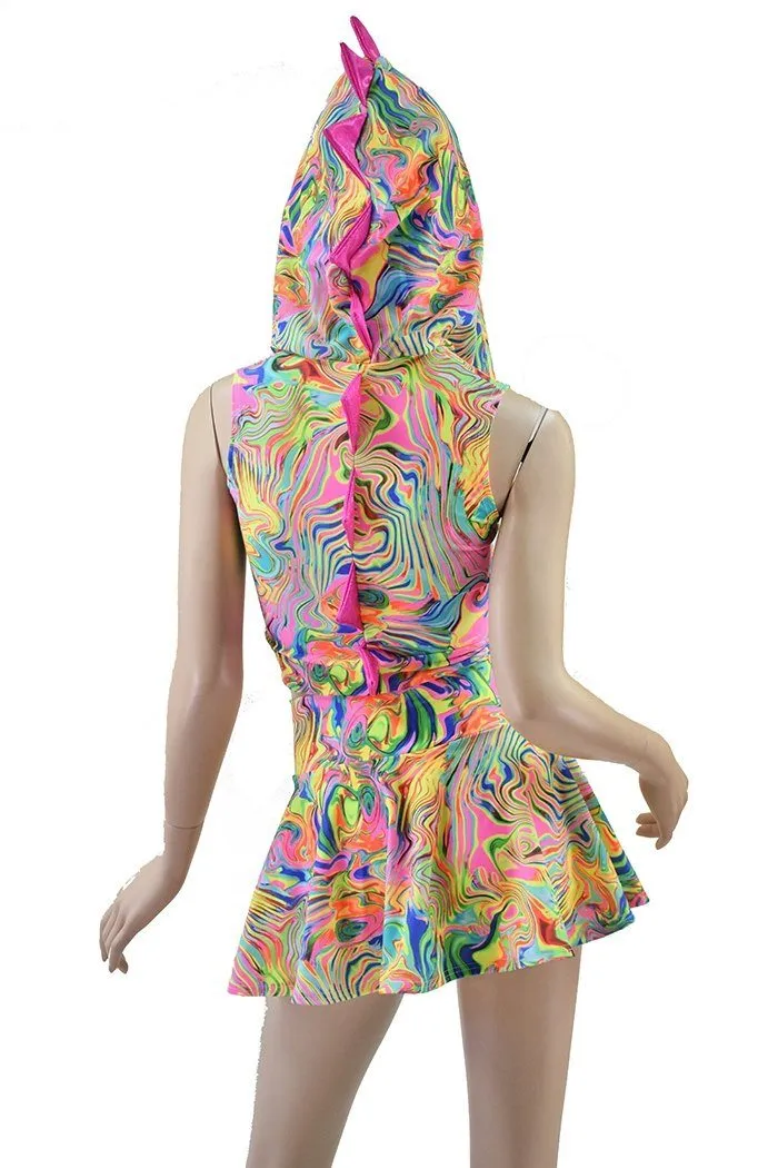 Neon Flux Dragon Crop & Skirt Set