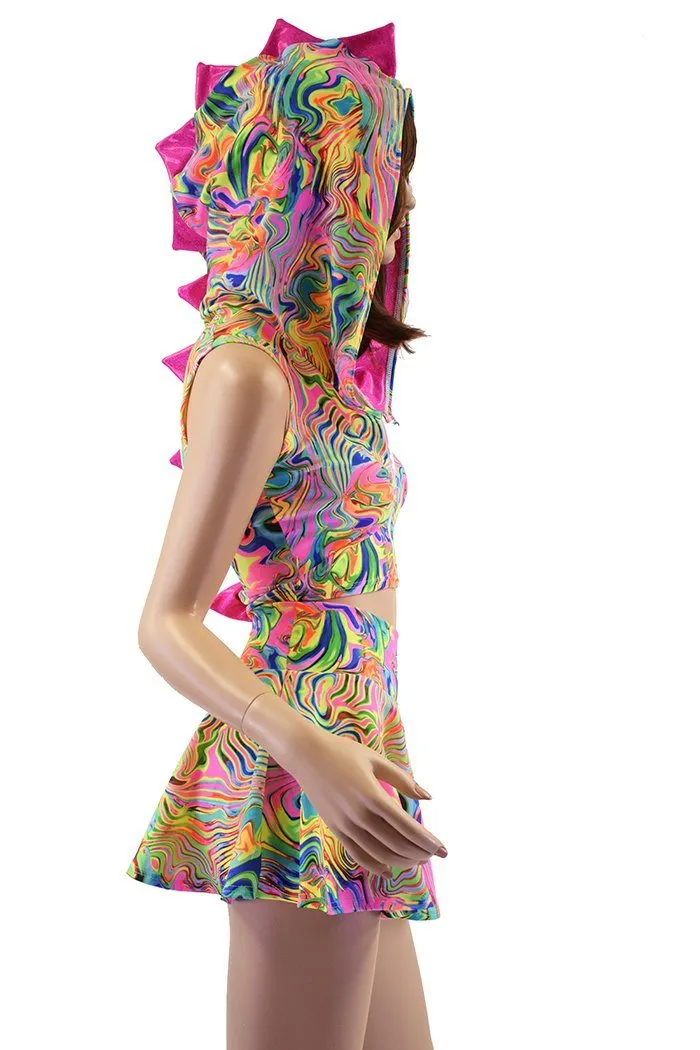 Neon Flux Dragon Crop & Skirt Set