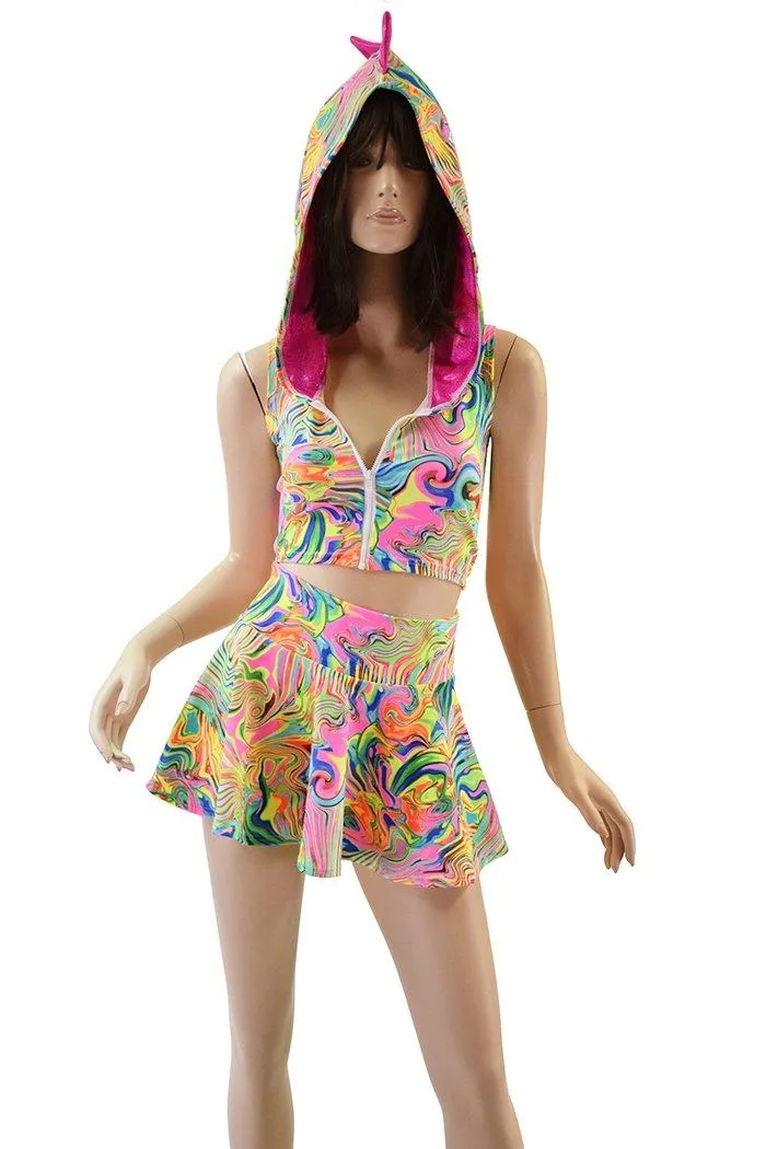 Neon Flux Dragon Crop & Skirt Set