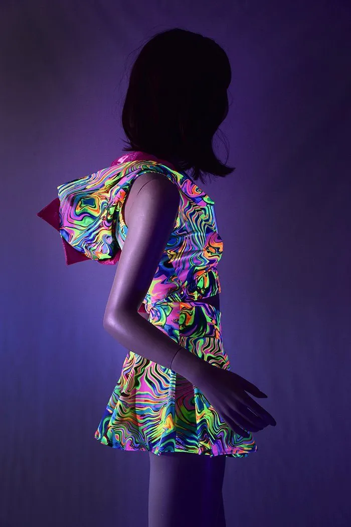 Neon Flux Dragon Crop & Skirt Set