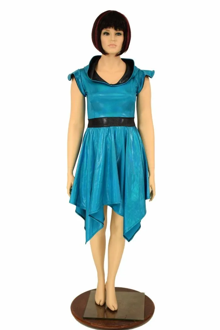 Peacock Hoodie Handkerchief Skater Dress