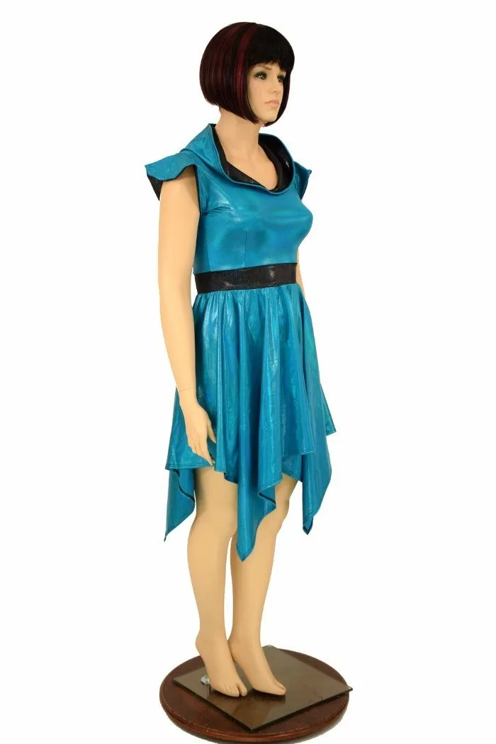 Peacock Hoodie Handkerchief Skater Dress