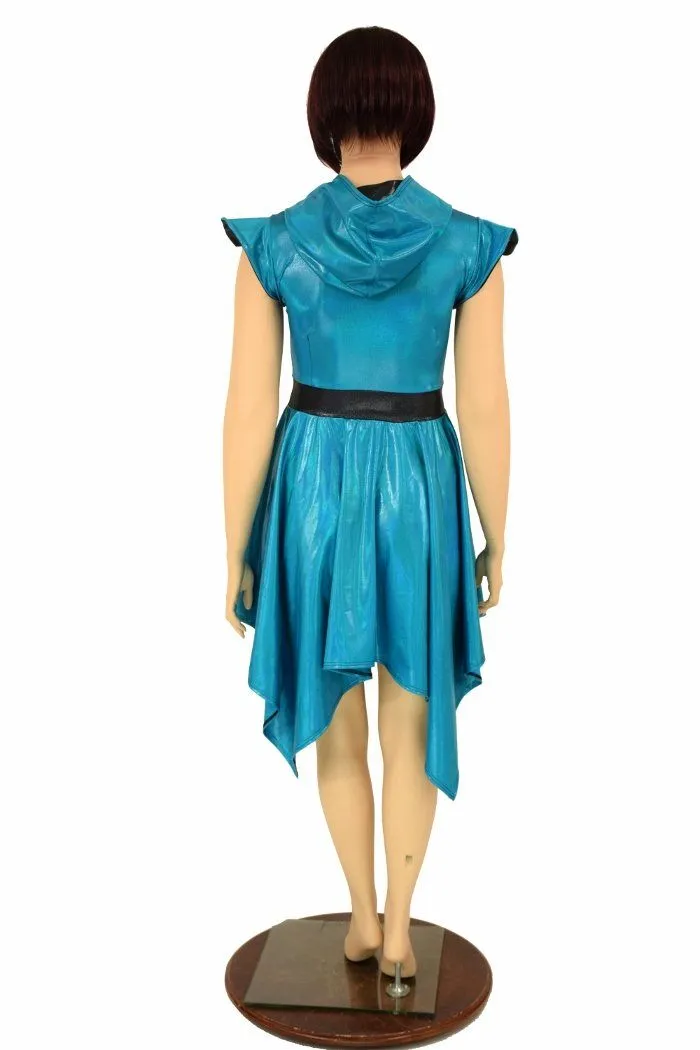 Peacock Hoodie Handkerchief Skater Dress