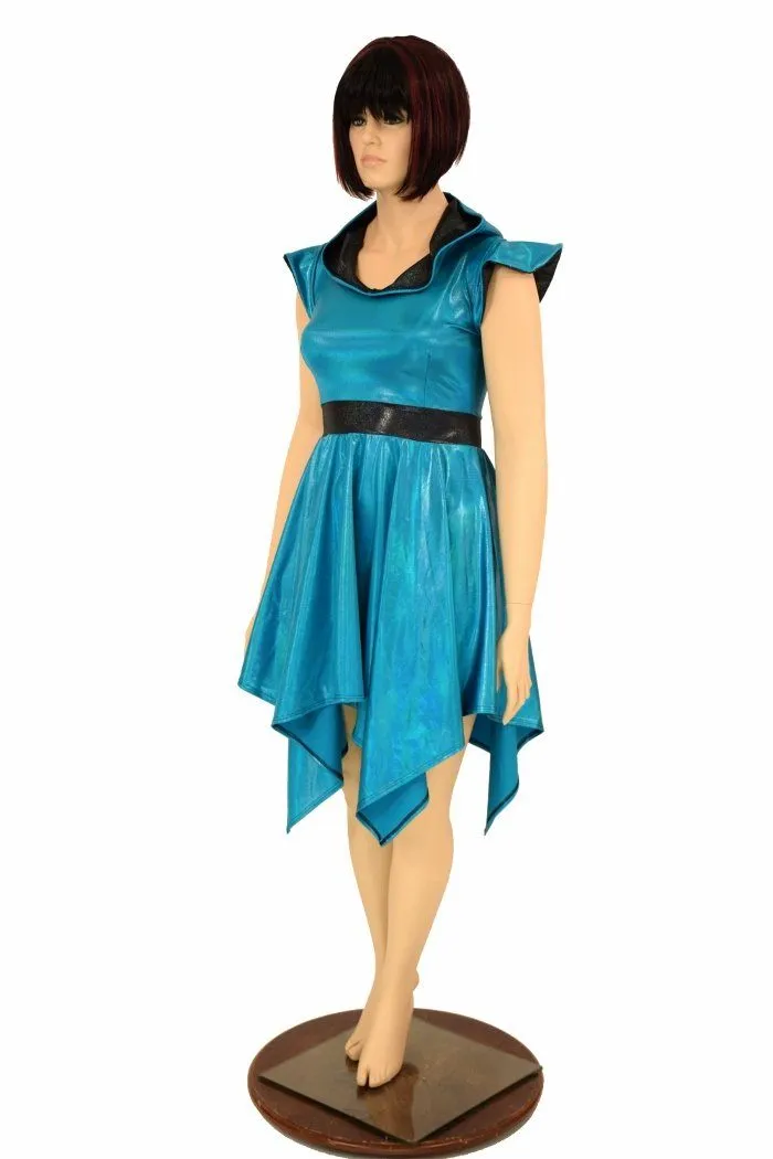 Peacock Hoodie Handkerchief Skater Dress