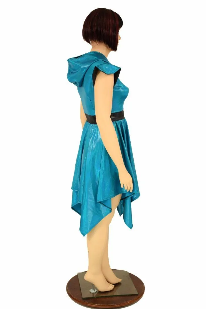 Peacock Hoodie Handkerchief Skater Dress