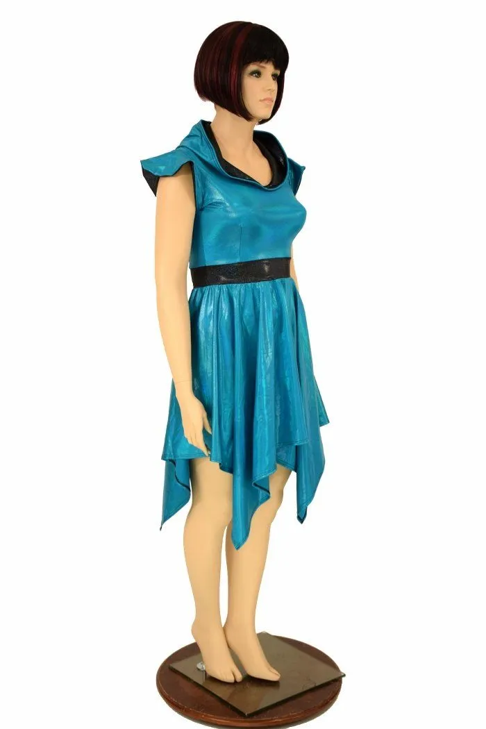 Peacock Hoodie Handkerchief Skater Dress