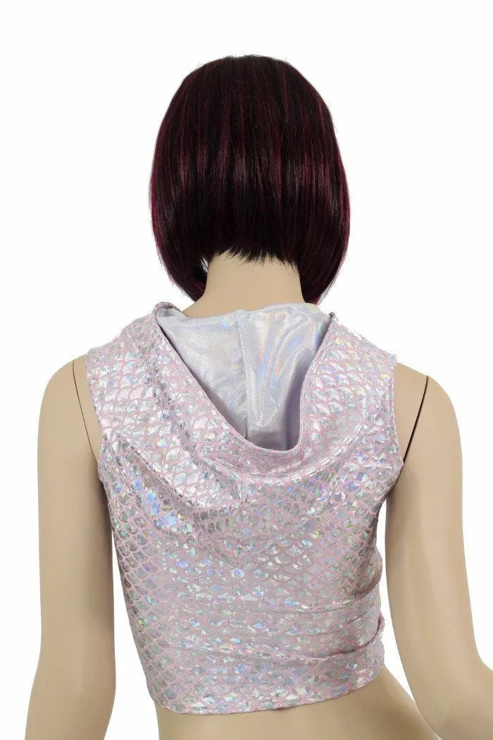 Pink Mermaid Sleeveless Crop Hoodie