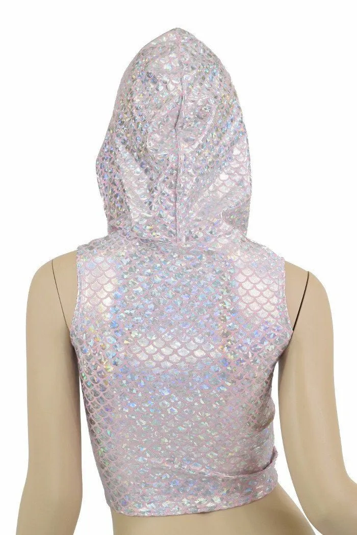 Pink Mermaid Sleeveless Crop Hoodie