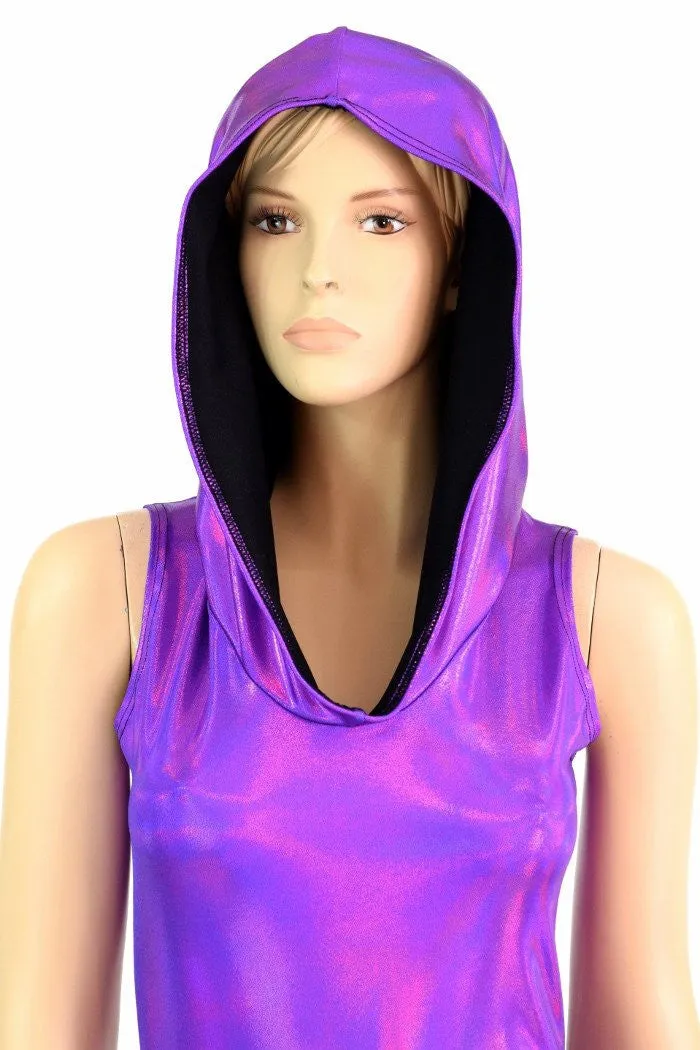 Purple Holographic Hooded Catsuit