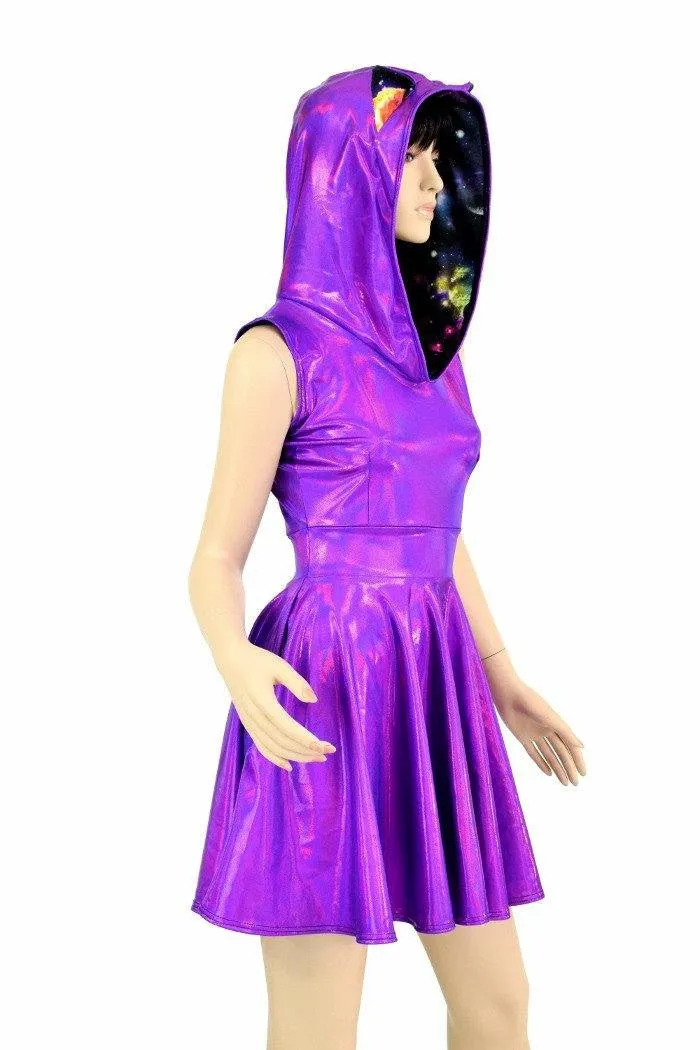 Purple Kitty Hoodie Skater Dress