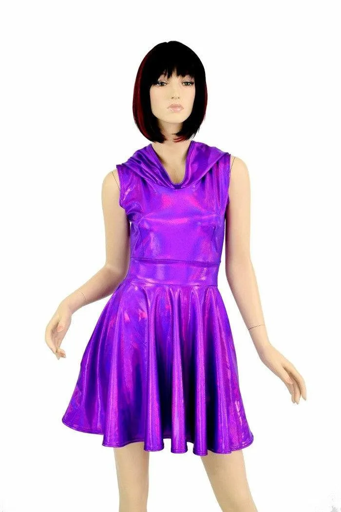 Purple Kitty Hoodie Skater Dress