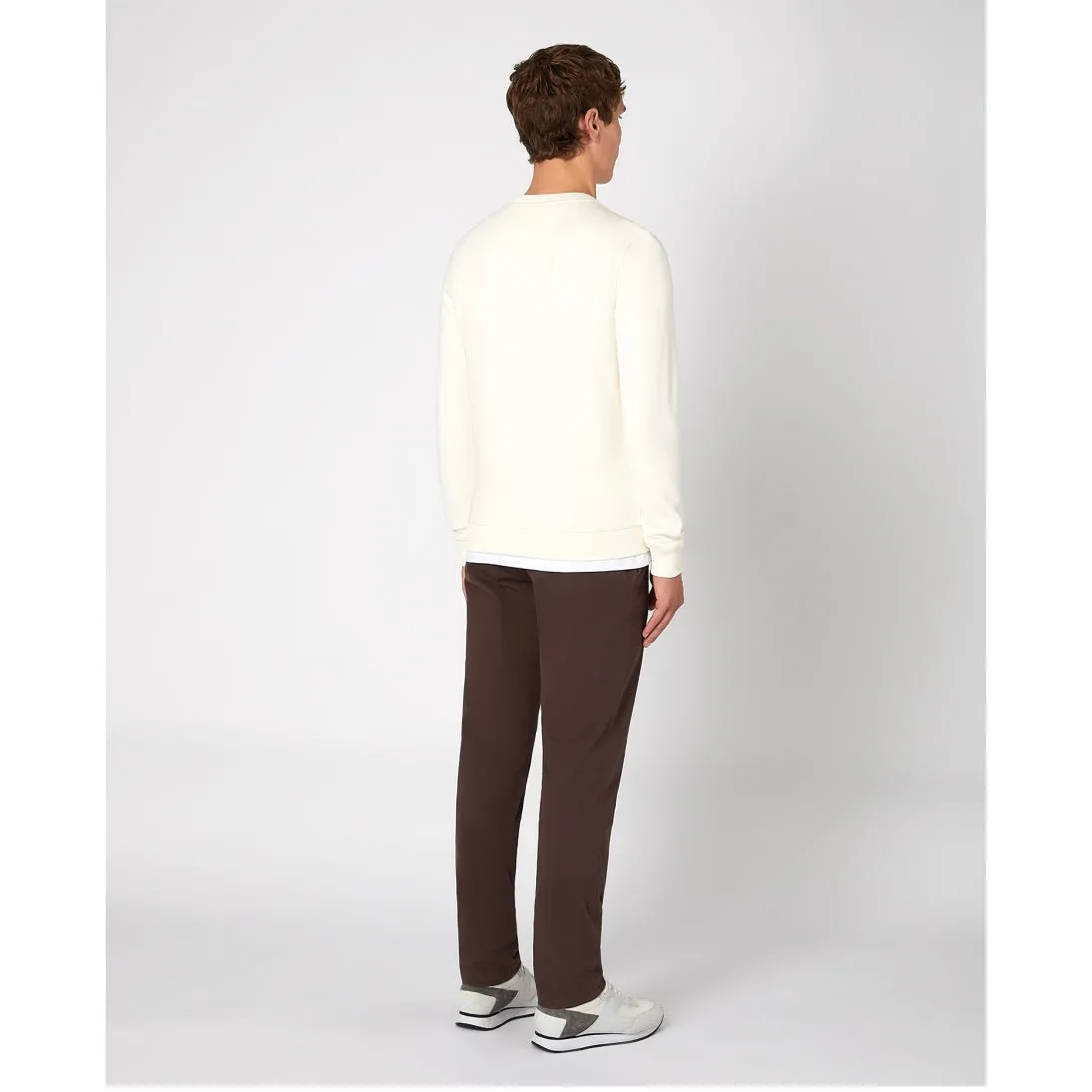 Remus Uomo Tapered Fit Cotton Blend Crew Sweatshirt 58760 Ecru