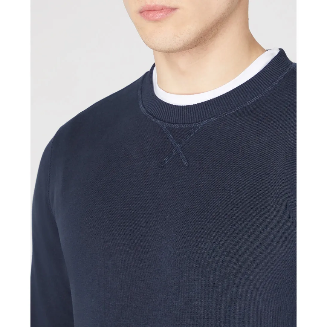 Remus Uomo Tapered Fit Cotton Blend Crew Sweatshirt 58760 Navy