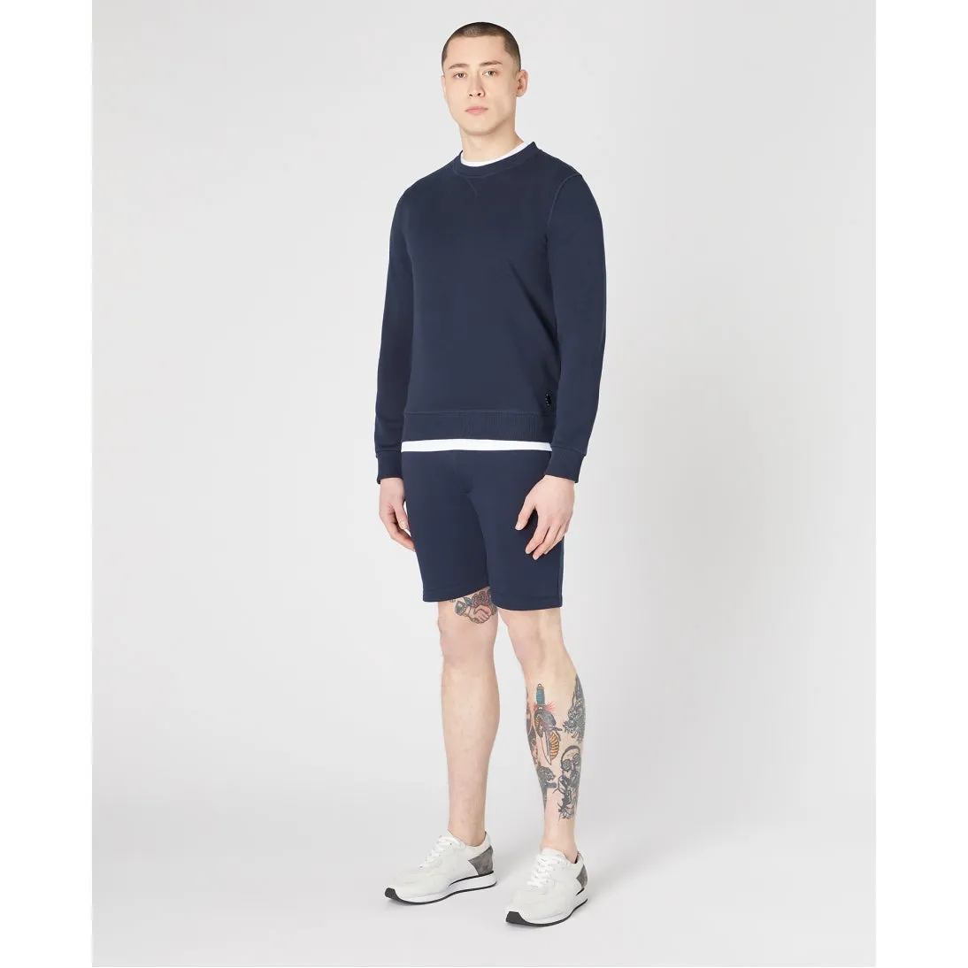 Remus Uomo Tapered Fit Cotton Blend Crew Sweatshirt 58760 Navy
