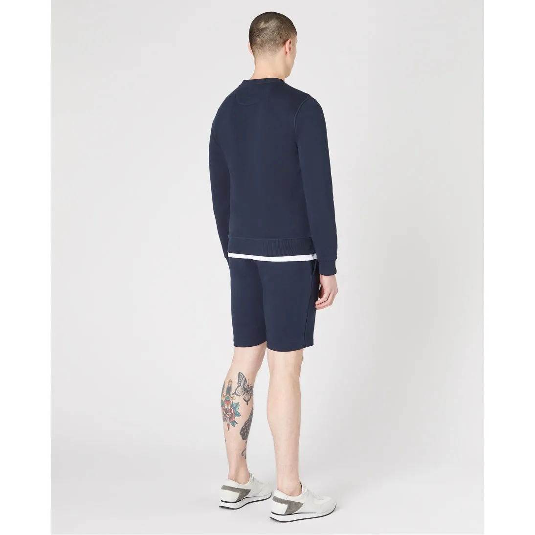 Remus Uomo Tapered Fit Cotton Blend Crew Sweatshirt 58760 Navy