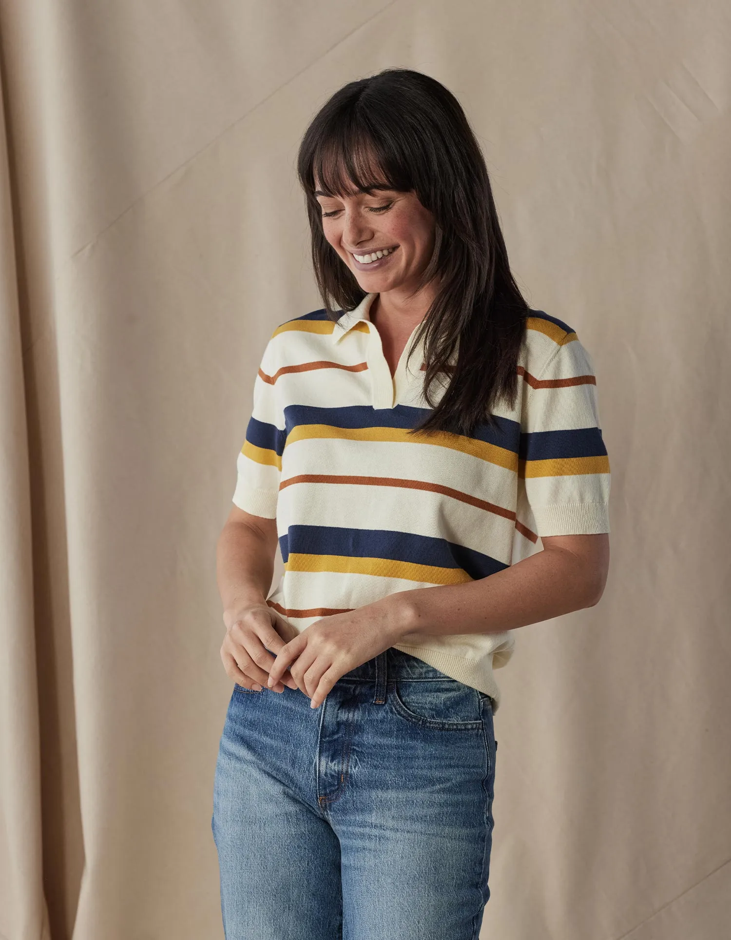 Robles Polo Top in Retro Camp Stripe