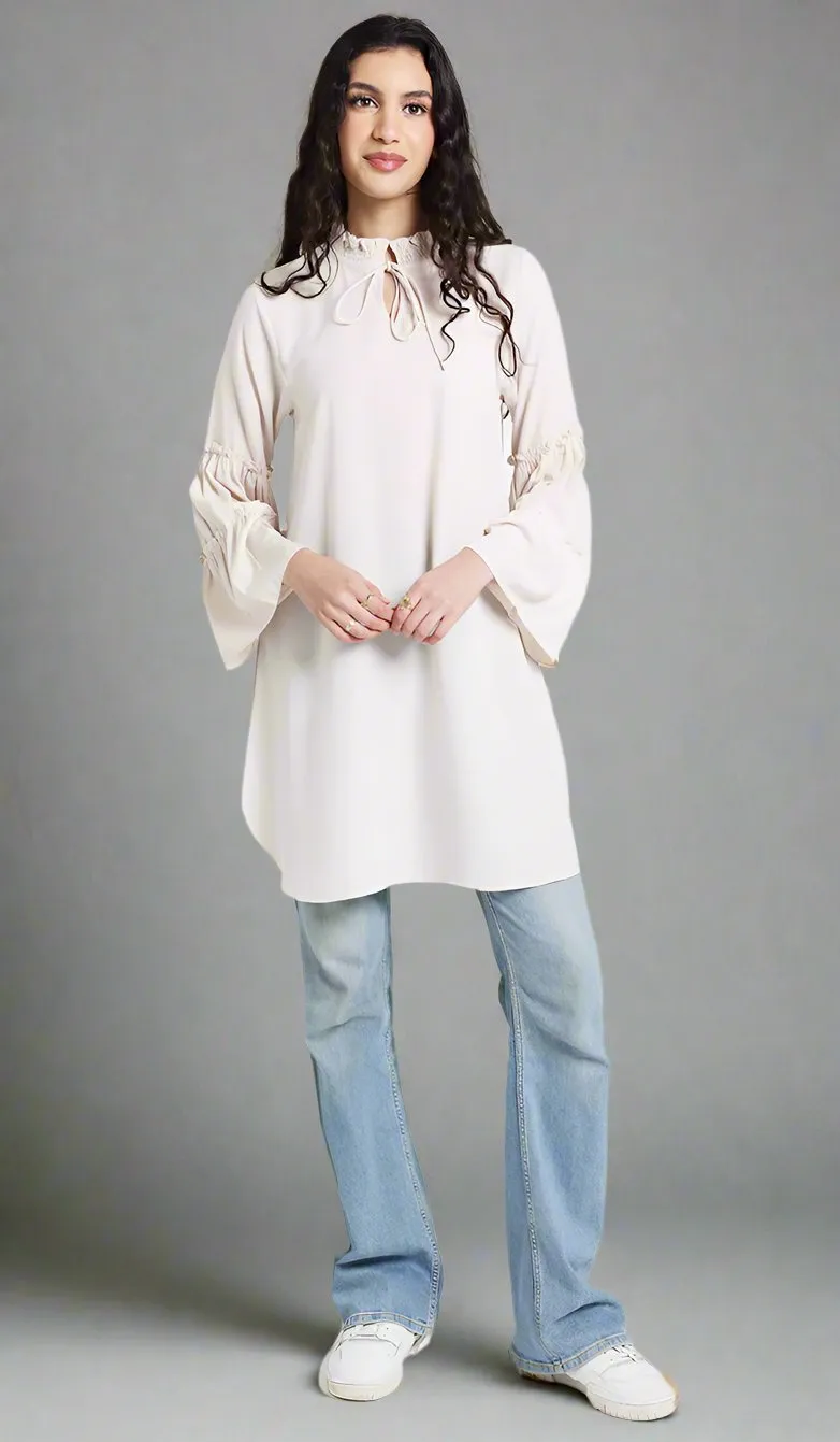 Saba Long Modest Tunic Dress - Ecru - PREORDER (ships in 2 weeks)