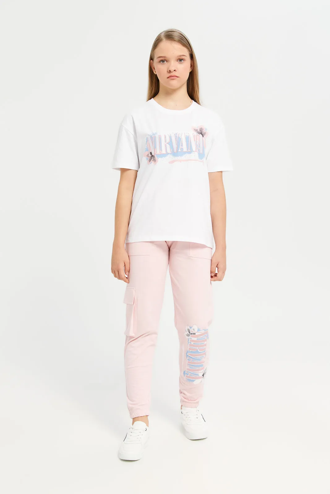 Senior Girls White Nirvana Oversize T-Shirt