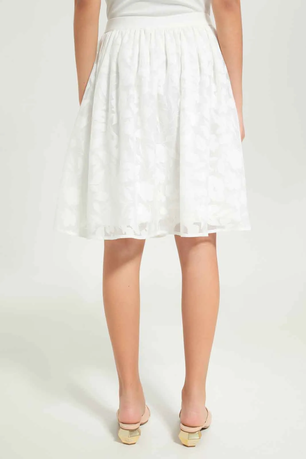 Senior Girls White Organza Skirt