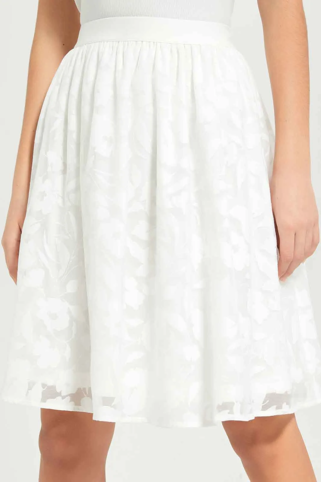 Senior Girls White Organza Skirt