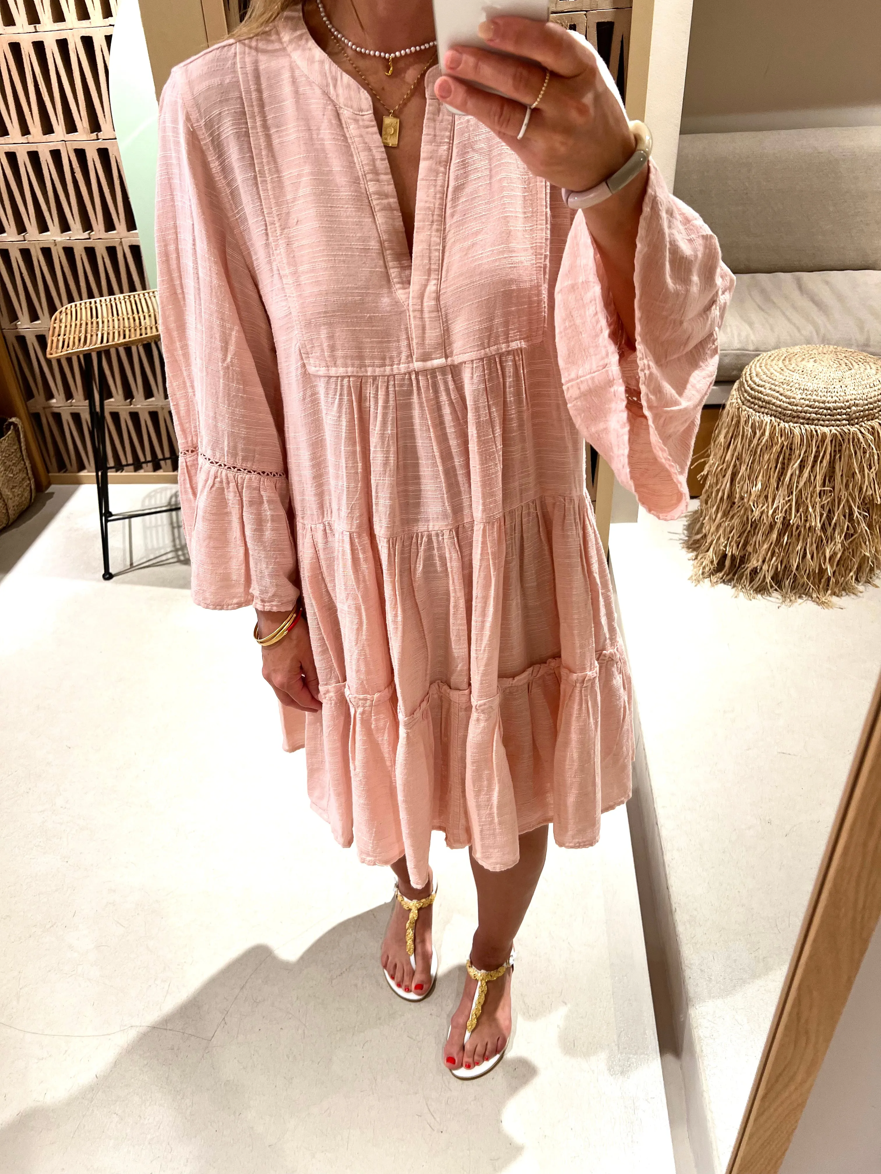 SHORT TUNIC DRESS "MALIA" SOFT ROSE