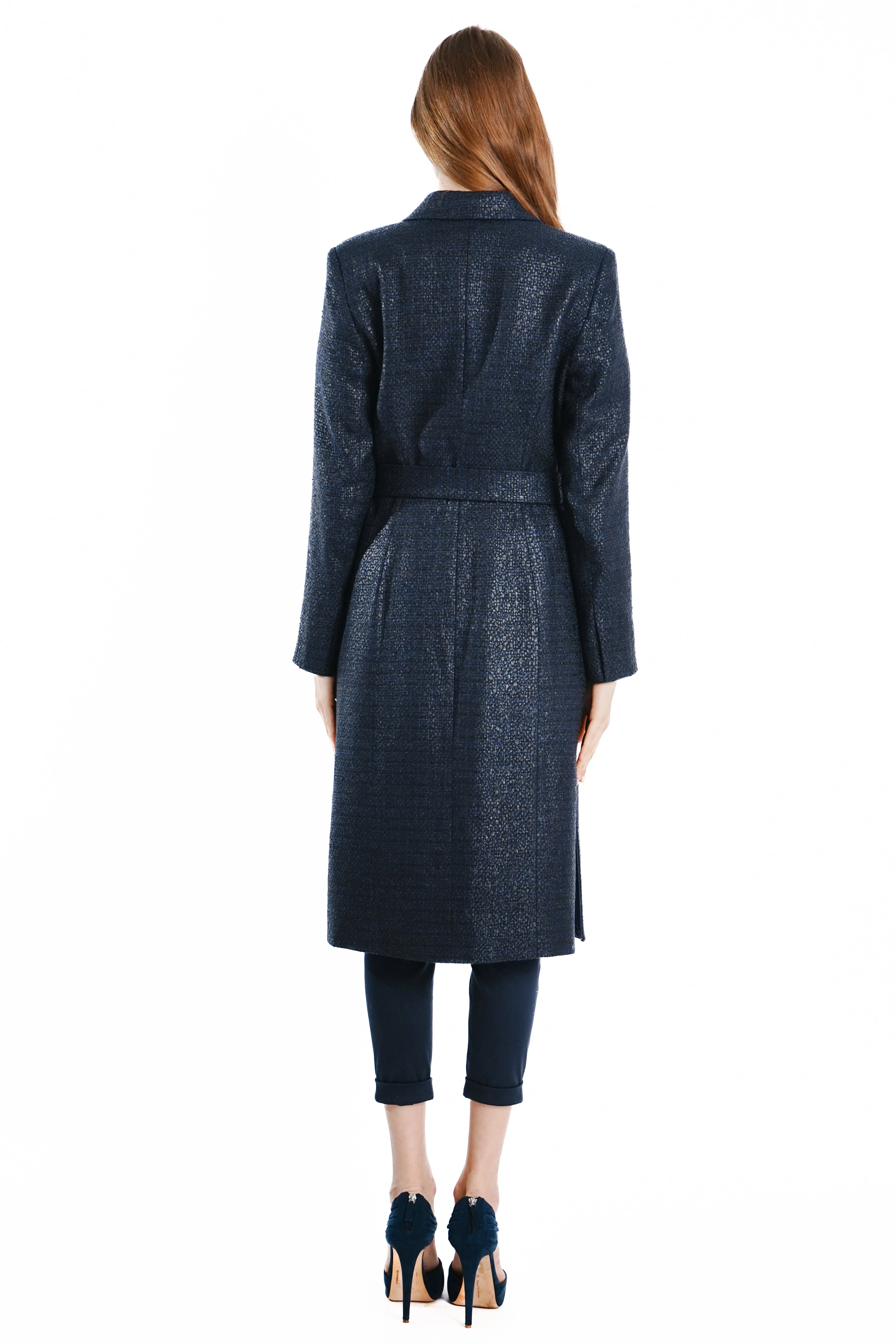 Sienna Maxi Tweed Coat with side zippers
