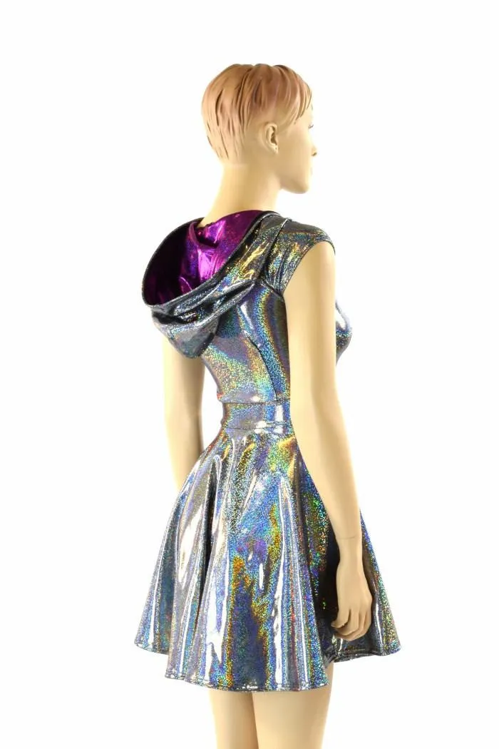 Silver & Fuchsia Zippered Skater Dress