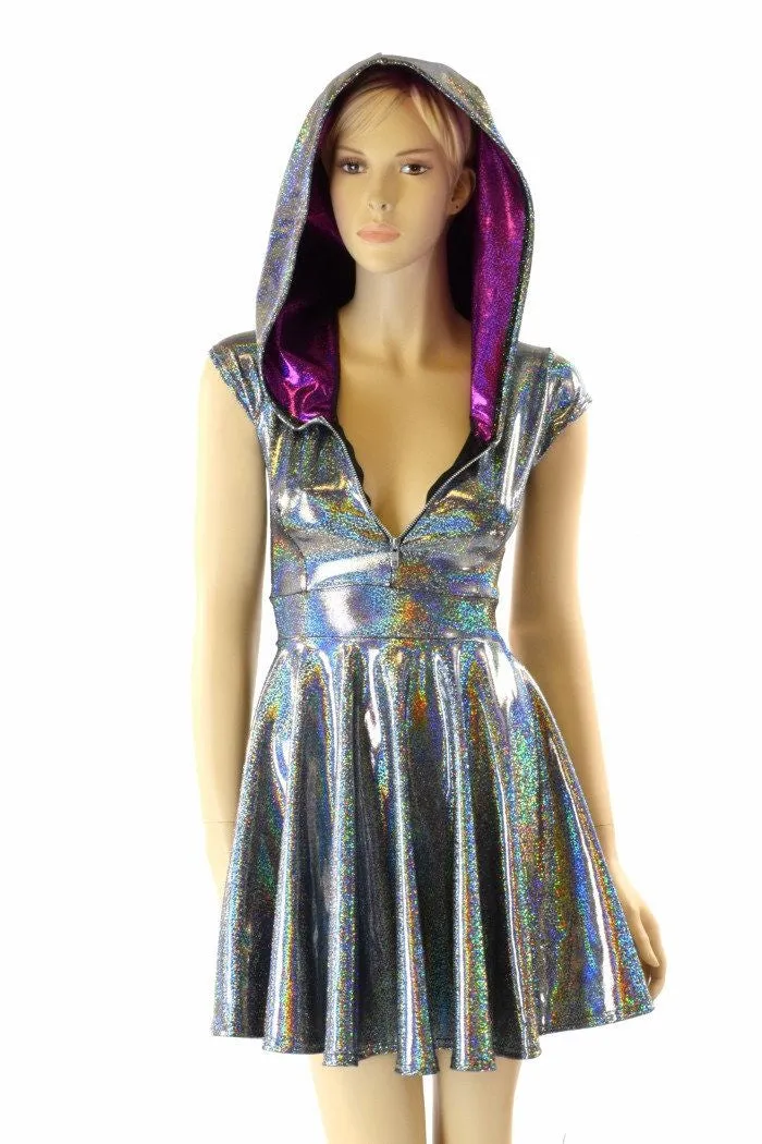 Silver & Fuchsia Zippered Skater Dress
