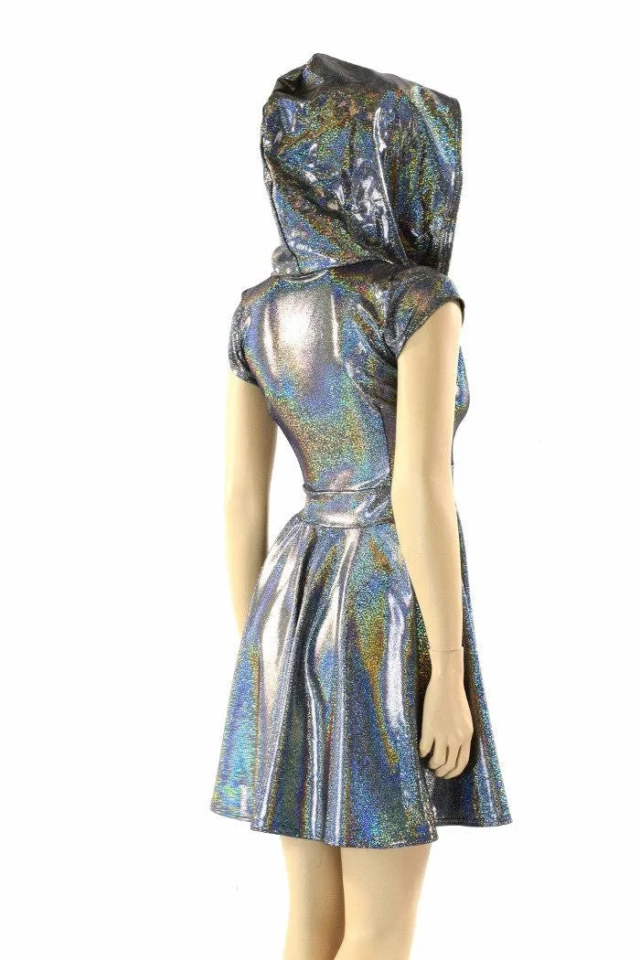 Silver Holographic & Unicorns Skater Dress