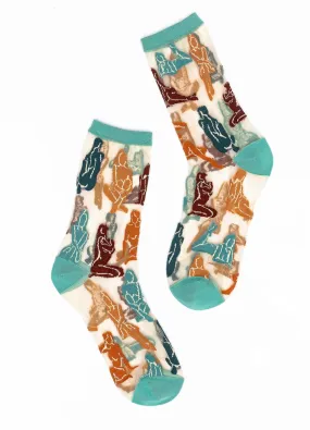 Sock Candy Terracotta Ladies Sheer Crew Sock