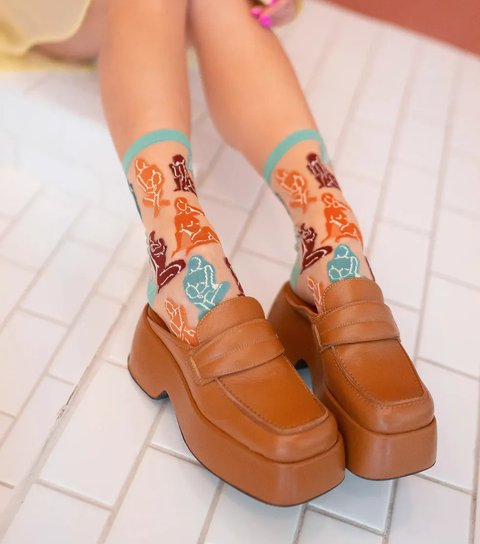 Sock Candy Terracotta Ladies Sheer Crew Sock