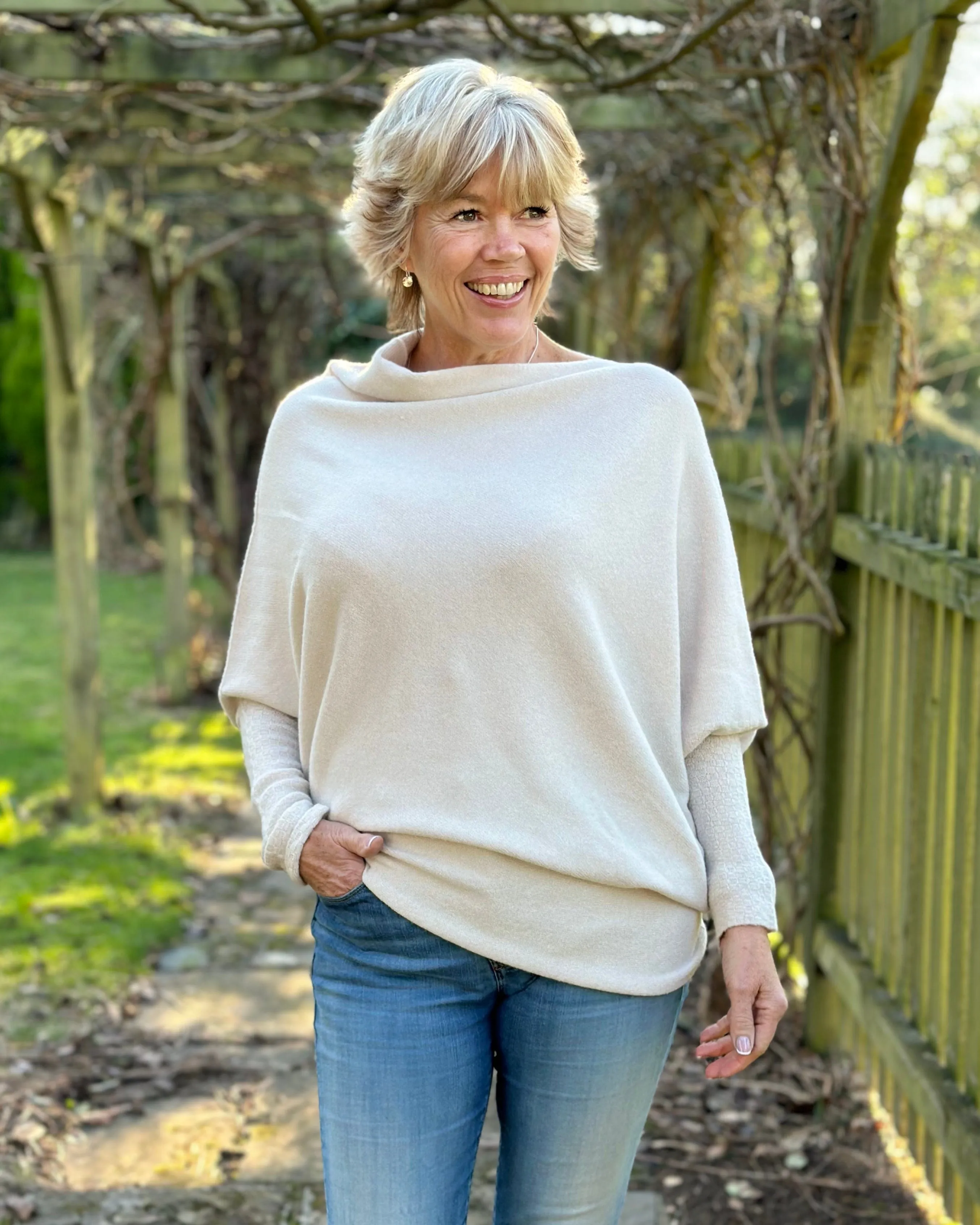 Soft Knit Asymmetric Jumper - Beige