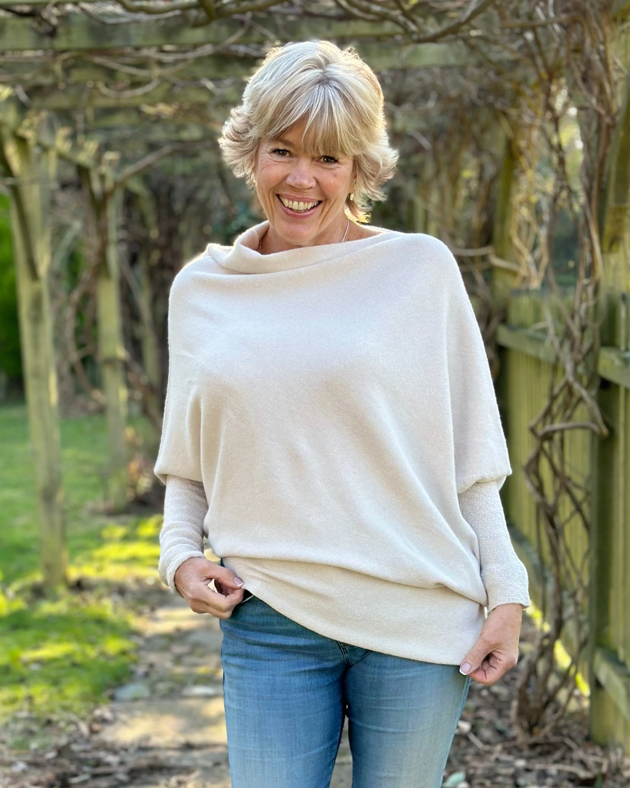 Soft Knit Asymmetric Jumper - Beige