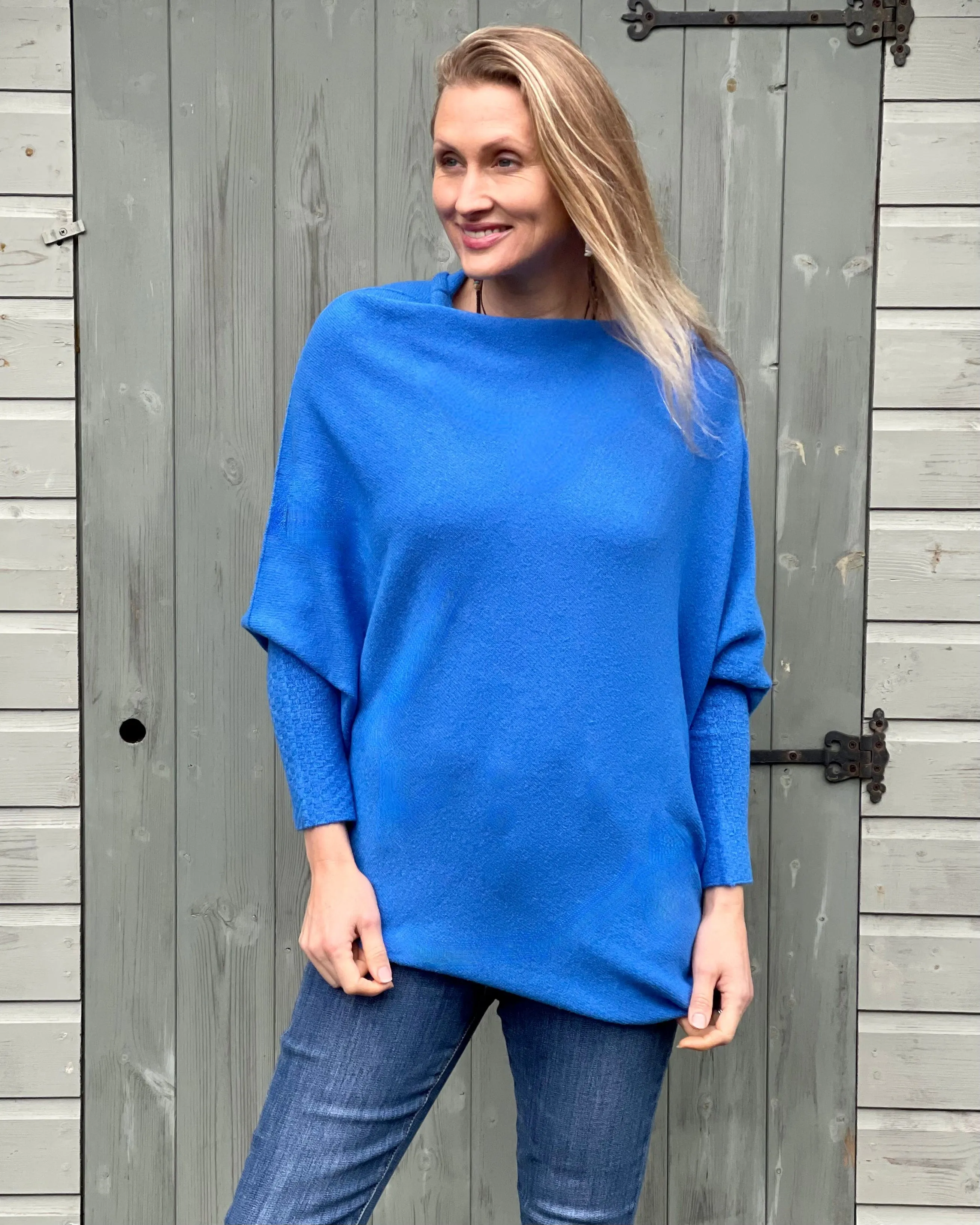 Soft Knit Asymmetric Jumper - Cobalt Blue