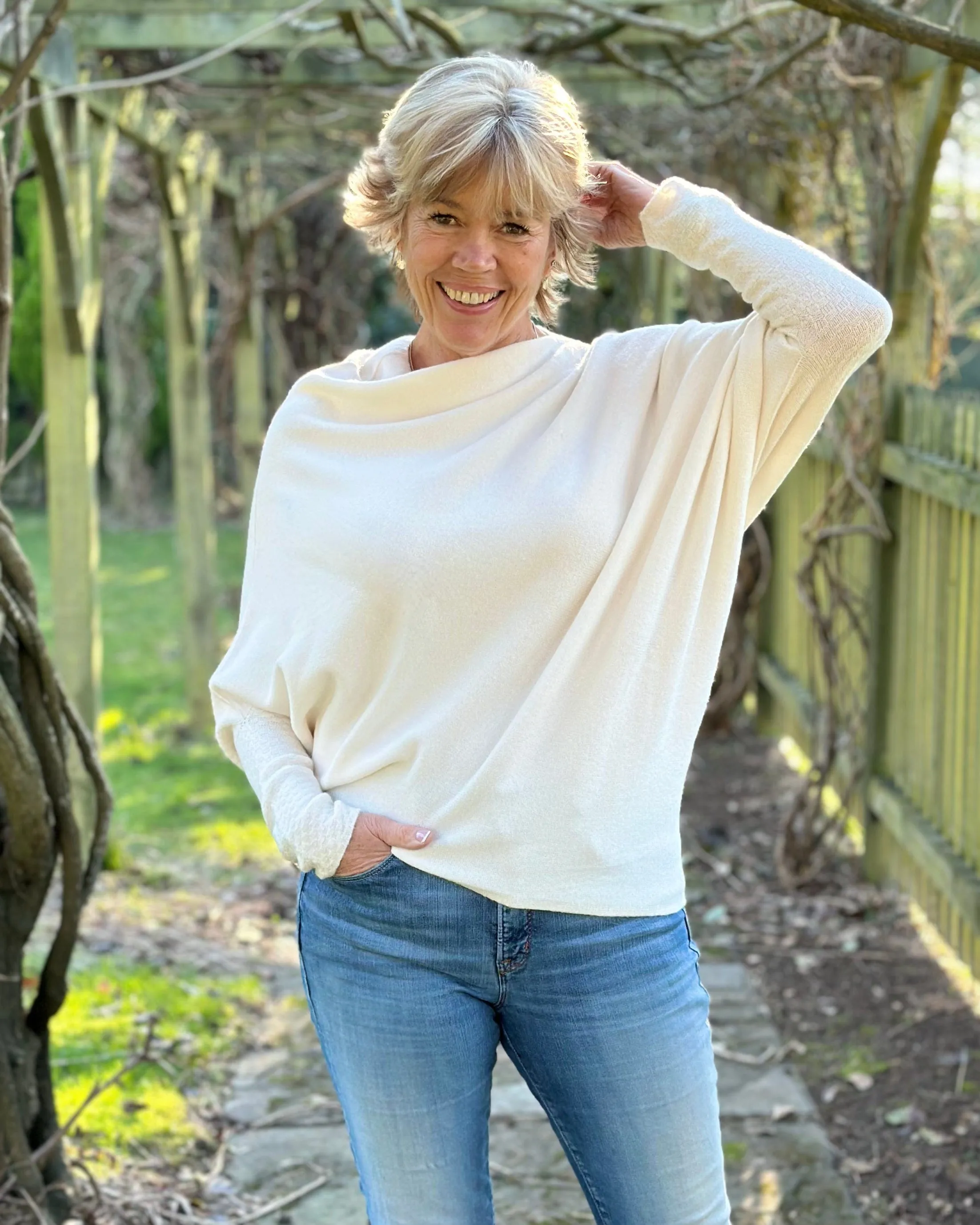 Soft Knit Asymmetric Jumper - Cream