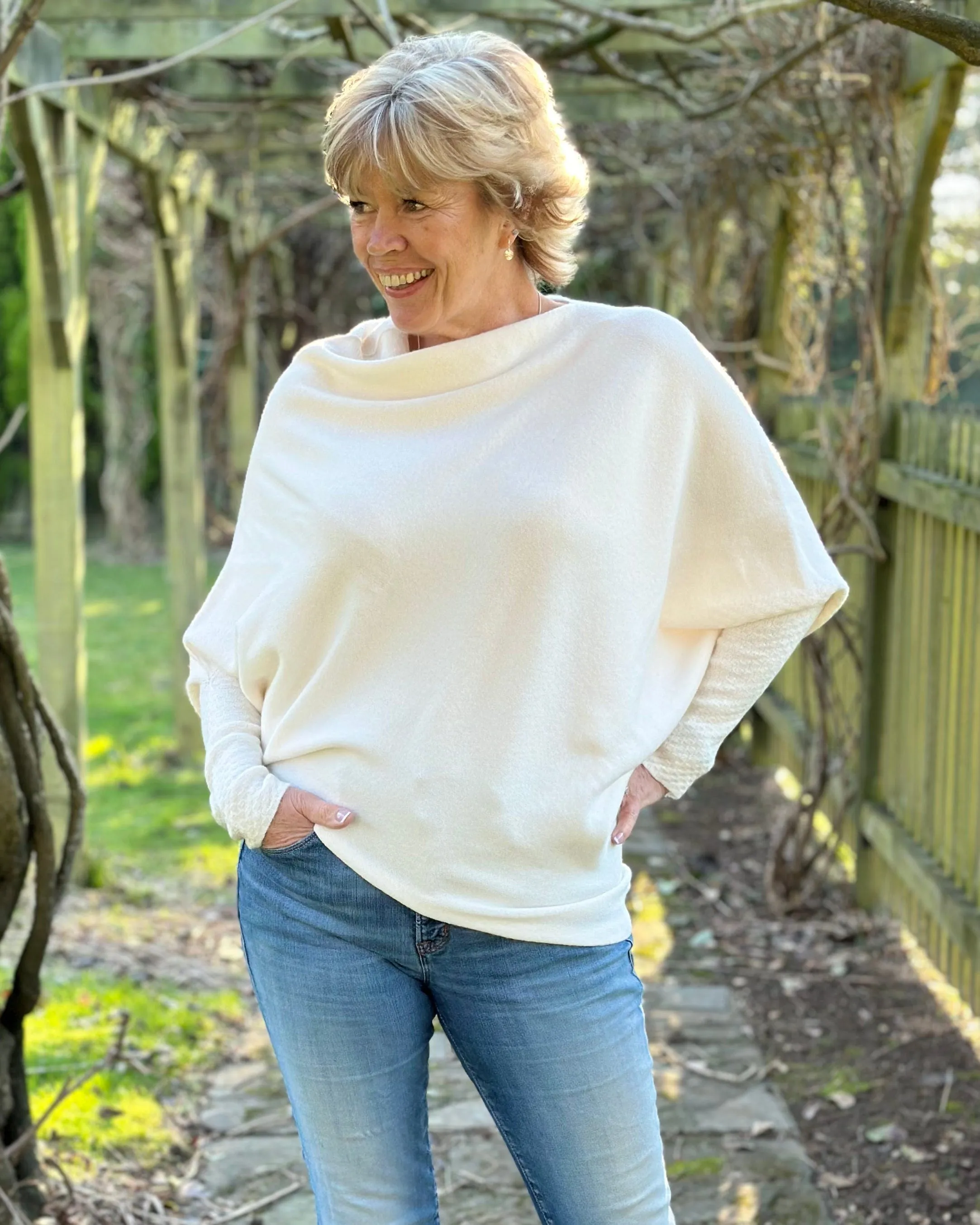 Soft Knit Asymmetric Jumper - Cream
