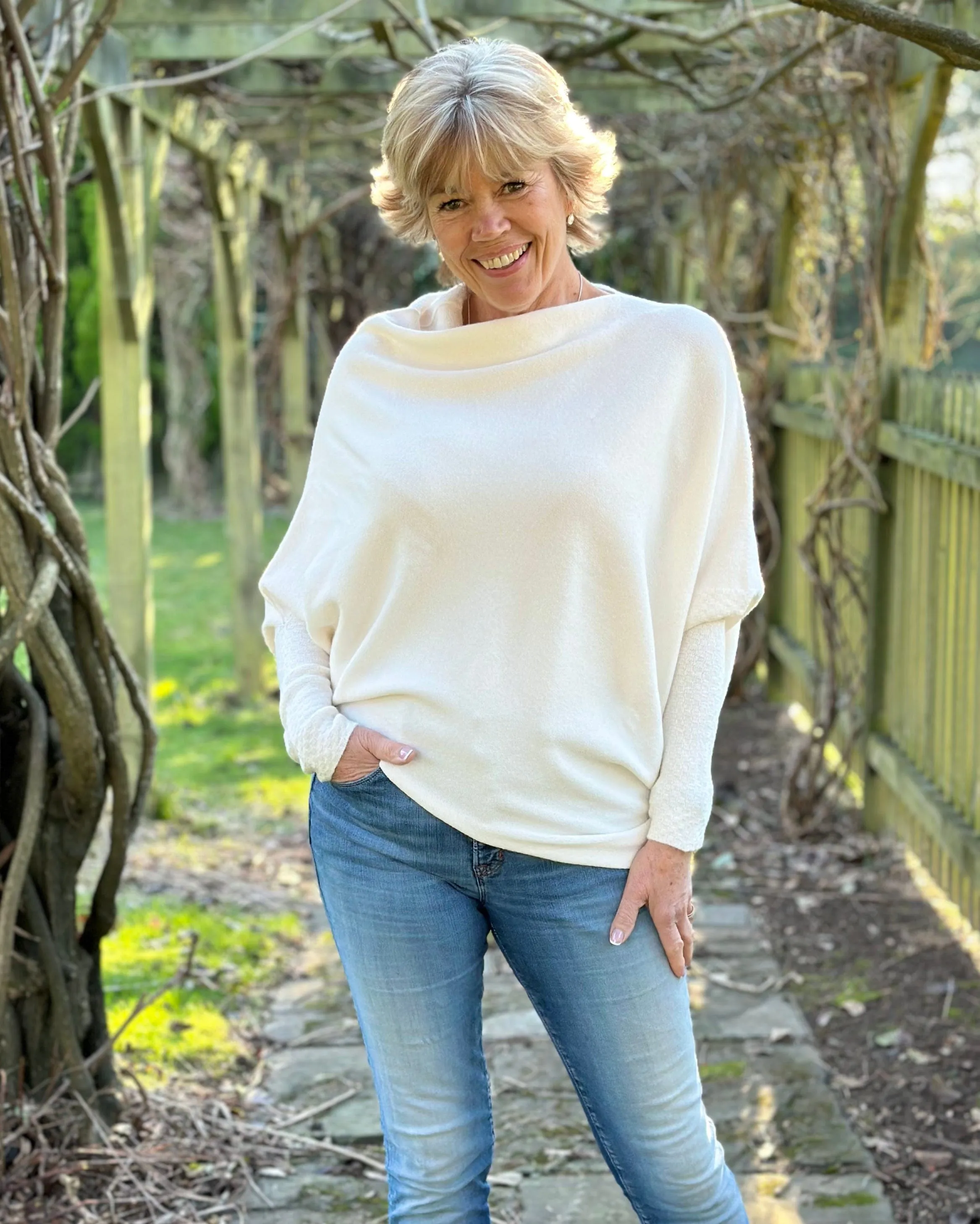 Soft Knit Asymmetric Jumper - Cream