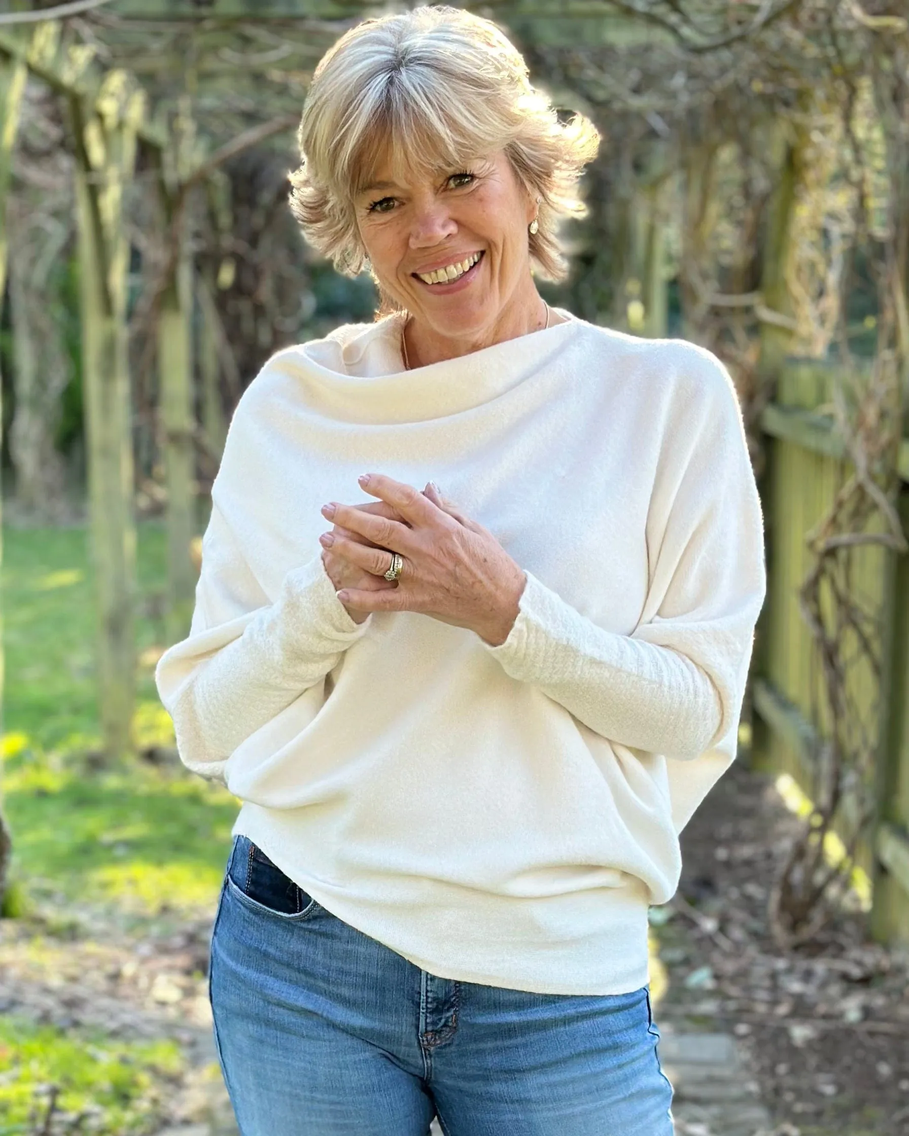 Soft Knit Asymmetric Jumper - Cream